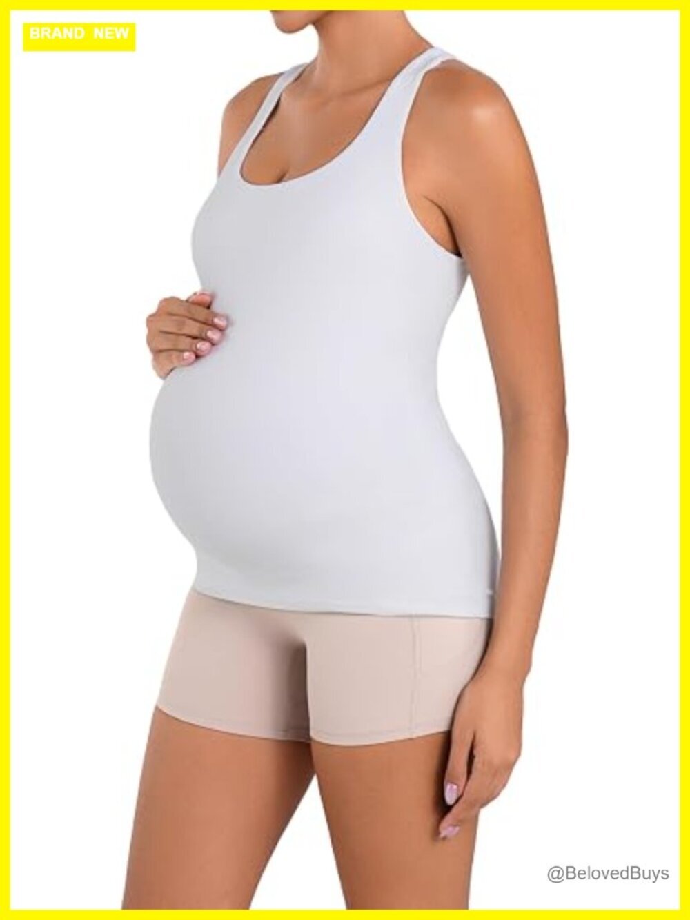 Maternity Tank Top with Built in Bra Sleeveless Racerback Cami - Picture 1 of 6